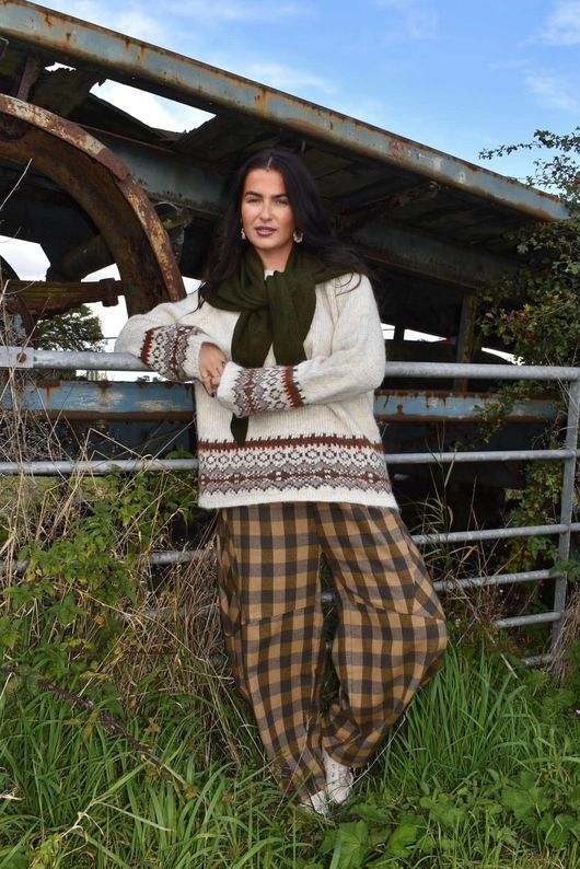 Nora Knit Shawl Khaki